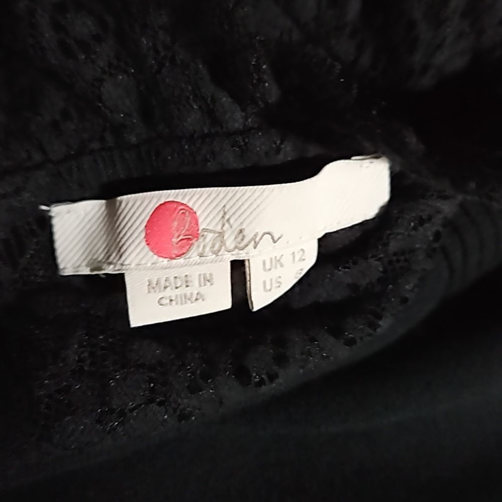 Boden Black Lace High Neck Ruffle Wrist Top UK size 12 / US size 8 Goth